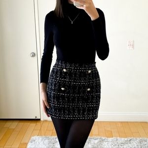 Black Tweed Mini Skirt